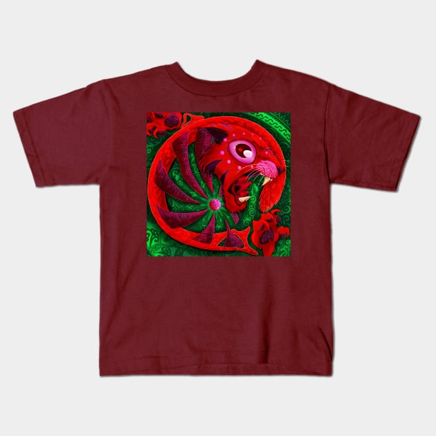 red zuma tiger Kids T-Shirt by NevermindOnArt